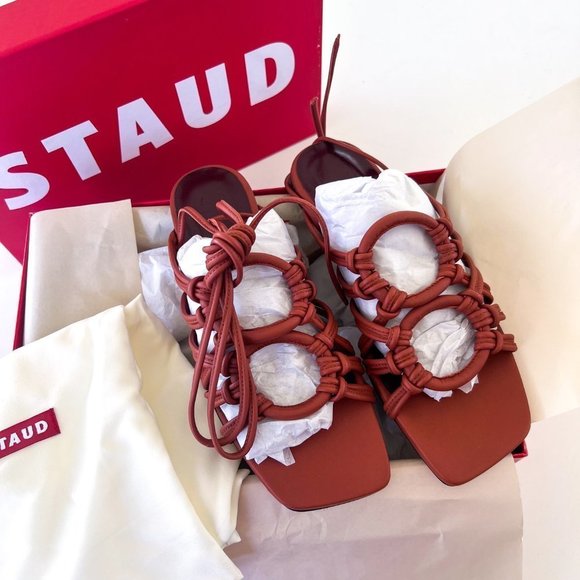 $325 NWT STAUD Adeline Leather Lace-Up Sandals Sz 7 - Picture 4 of 6